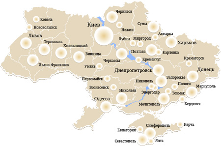 Реклама на радио Мелодия - Карта покрытия