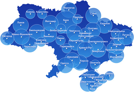 Реклама на Русском радио - Карта покрытия
